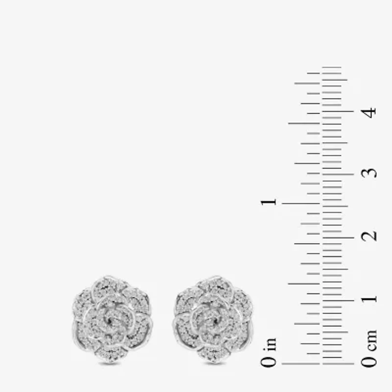 Enchanted Disney Fine Jewelry 1/2 CT. T.W. Natural White Diamond 14K Gold 16.8mm Flower Cinderella Princess Stud Earrings