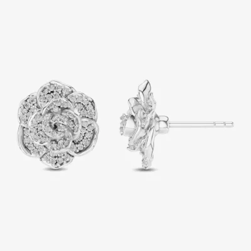 Enchanted Disney Fine Jewelry 1/2 CT. T.W. Natural White Diamond 14K Gold 16.8mm Flower Cinderella Princess Stud Earrings