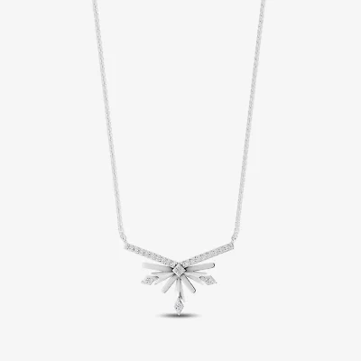 Enchanted Disney Fine Jewelry Womens 1/10 CT. T.W. Natural White Diamond Sterling Silver 18 Inch Pendant Necklace