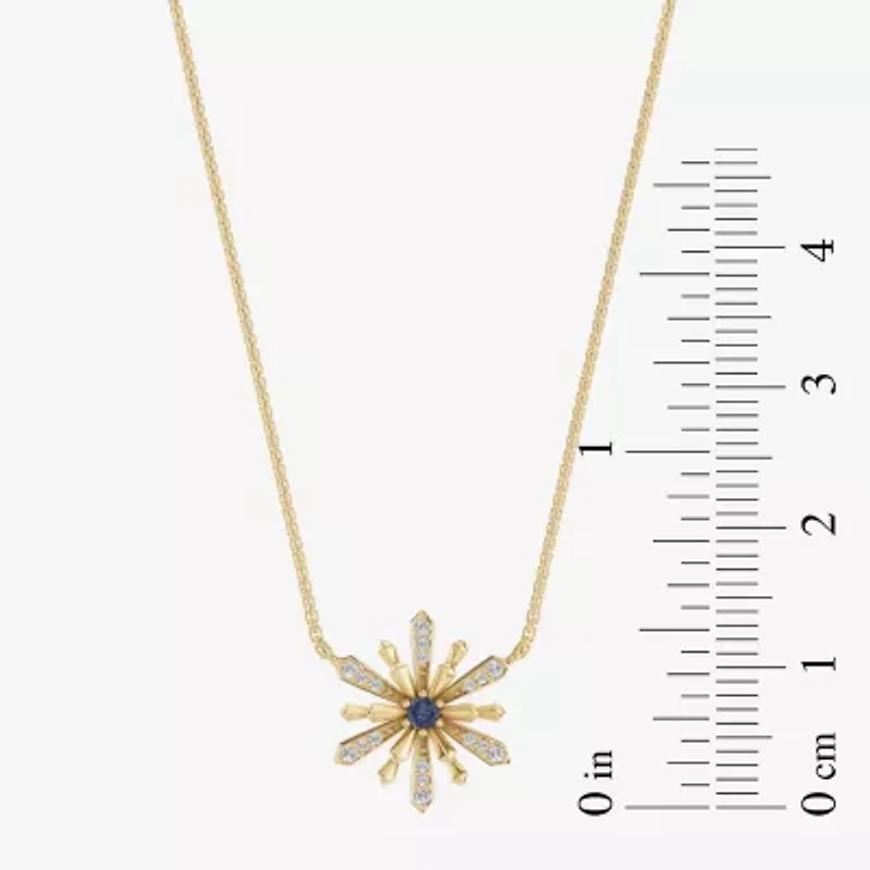 Enchanted Disney Fine Jewelry Womens 1/10 CT. T.W. Genuine Blue Aquamarine Sterling Silver 17 1/2 Inch Pendant Necklace
