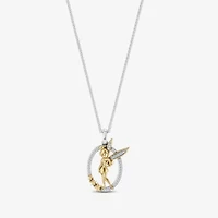 Enchanted Disney Fine Jewelry Tinkerbell Womens 1/10 CT. T.W. Natural White Diamond 14K Gold Over Silver Sterling Silver 18 Inch Pendant Necklace