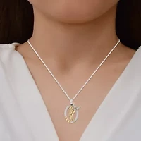 Enchanted Disney Fine Jewelry Tinkerbell Womens 1/10 CT. T.W. Natural White Diamond 14K Gold Over Silver Sterling Silver 18 Inch Pendant Necklace