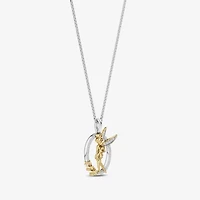 Enchanted Disney Fine Jewelry Tinkerbell Womens 1/10 CT. T.W. Natural White Diamond 14K Gold Over Silver Sterling Silver 18 Inch Pendant Necklace