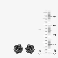 Enchanted Disney Fine Jewelry 1/6 CT. T.W. Natural Black Diamond Sterling Silver 14.8mm Flower Maleficent Stud Earrings