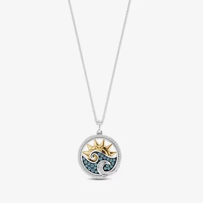 Enchanted Disney Fine Jewelry Womens 1/6 CT. T.W. Genuine Blue Topaz 14K Gold Over Silver Sterling Silver 18 Inch Pendant Necklace