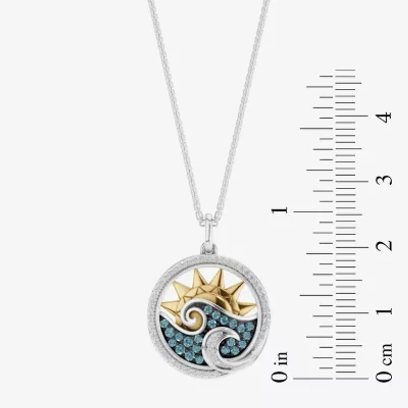 Enchanted Disney Fine Jewelry Womens 1/6 CT. T.W. Genuine Blue Topaz 14K Gold Over Silver Sterling Silver 18 Inch Pendant Necklace