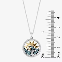 Enchanted Disney Fine Jewelry Womens 1/6 CT. T.W. Genuine Blue Topaz 14K Gold Over Silver Sterling Silver 18 Inch Pendant Necklace