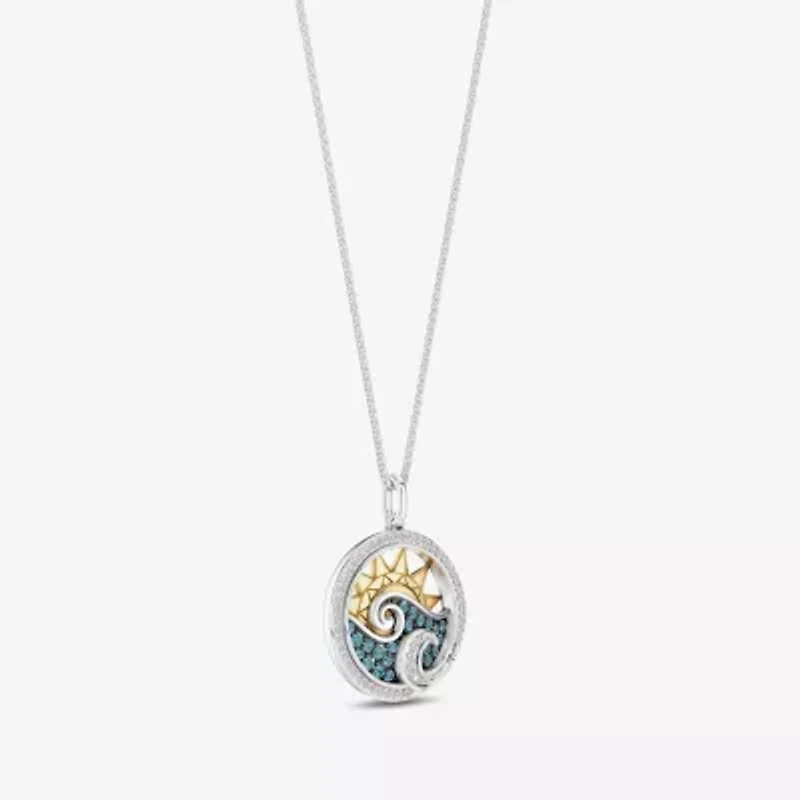 Enchanted Disney Fine Jewelry Womens 1/6 CT. T.W. Genuine Blue Topaz 14K Gold Over Silver Sterling Silver 18 Inch Pendant Necklace