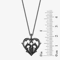 Enchanted Disney Fine Jewelry Villains Womens 1/6 CT. T.W. Genuine Black Onyx Sterling Silver Heart 18 Inch Pendant Necklace