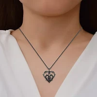 Enchanted Disney Fine Jewelry Villains Womens 1/6 CT. T.W. Genuine Black Onyx Sterling Silver Heart 18 Inch Pendant Necklace
