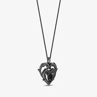 Enchanted Disney Fine Jewelry Villains Womens 1/6 CT. T.W. Genuine Black Onyx Sterling Silver Heart 18 Inch Pendant Necklace