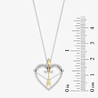Enchanted Disney Fine Jewelry Womens 1/6 CT. T.W. Natural White Diamond 14K Two Tone Gold Over Silver Arrow Heart 18 Inch Pendant Necklace