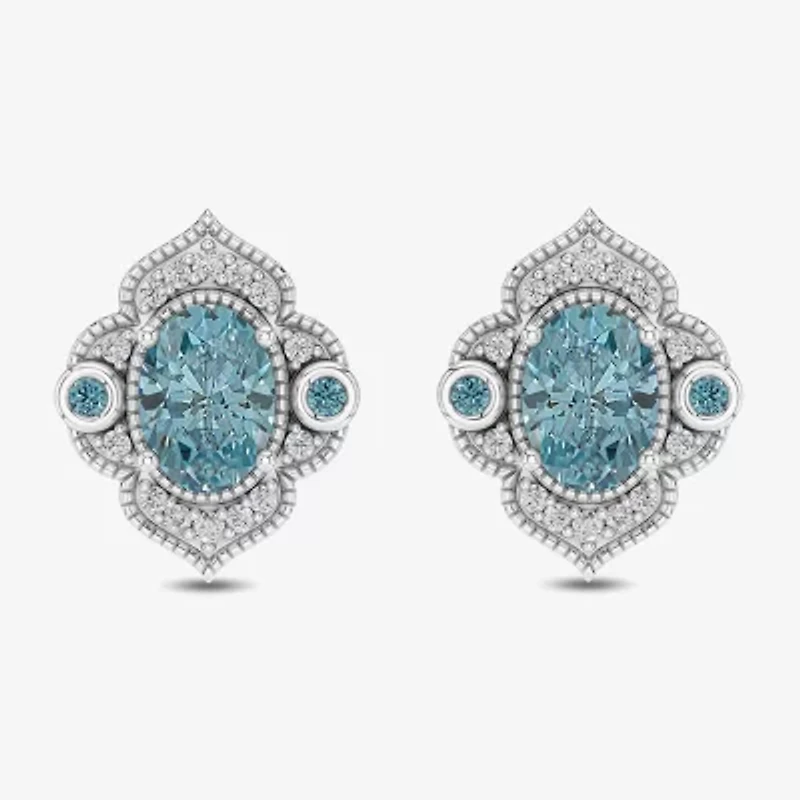 Enchanted Disney Fine Jewelry 1/6 CT. T.W. Genuine Blue Topaz Sterling Silver 14mm Aladdin Jasmine Stud Earrings