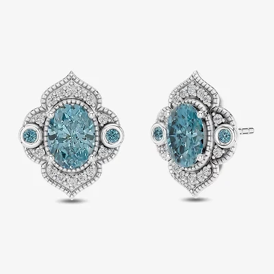 Enchanted Disney Fine Jewelry 1/6 CT. T.W. Genuine Blue Topaz Sterling Silver 14mm Aladdin Jasmine Stud Earrings