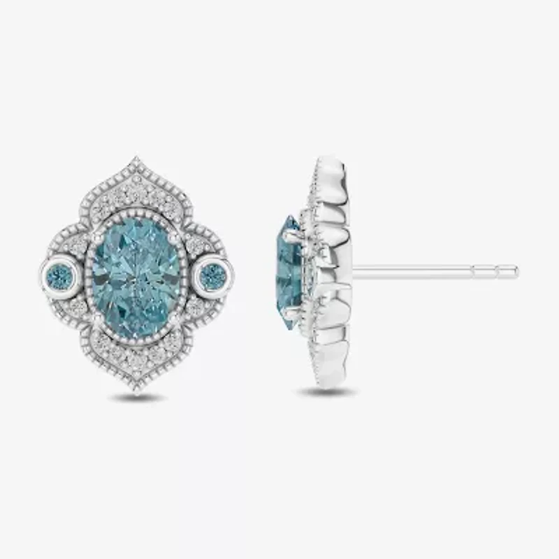 Enchanted Disney Fine Jewelry 1/6 CT. T.W. Genuine Blue Topaz Sterling Silver 14mm Aladdin Jasmine Stud Earrings