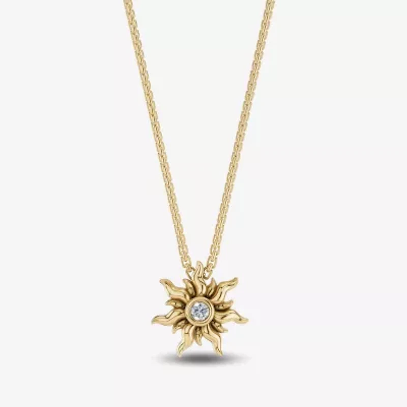 Enchanted Disney Fine Jewelry Womens Diamond Accent Natural White Diamond 14K Gold Over Silver Inch Pendant Necklace