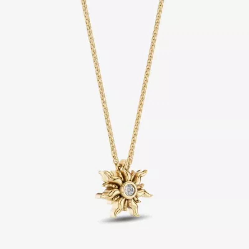 Enchanted Disney Fine Jewelry Womens Diamond Accent Natural White Diamond 14K Gold Over Silver Inch Pendant Necklace
