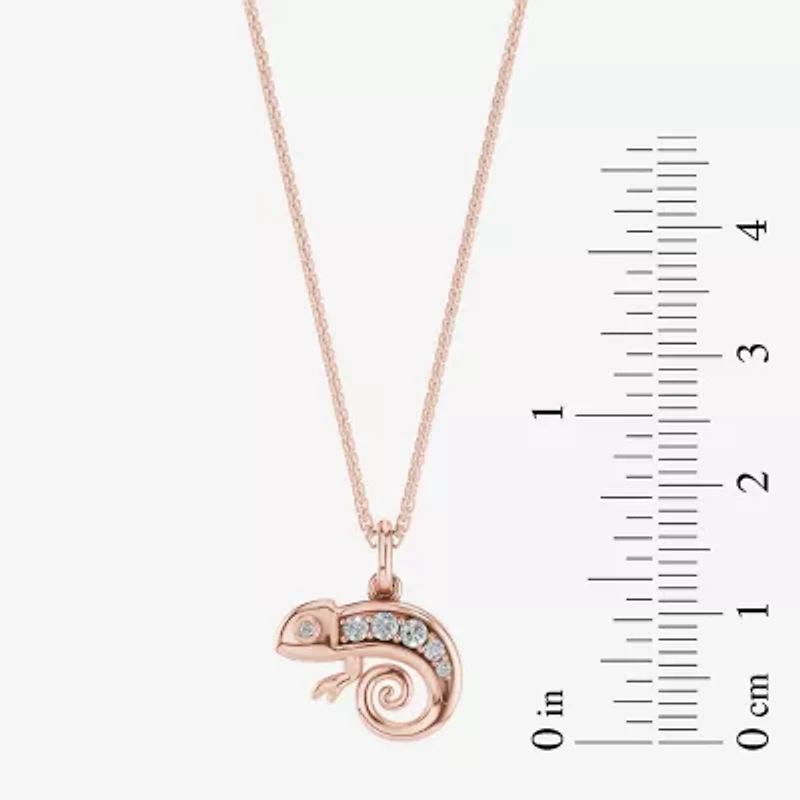 Enchanted Disney Fine Jewelry Womens 1/6 CT. T.W. Natural White Diamond 14K Gold Over Silver 18 Inch Pendant Necklace