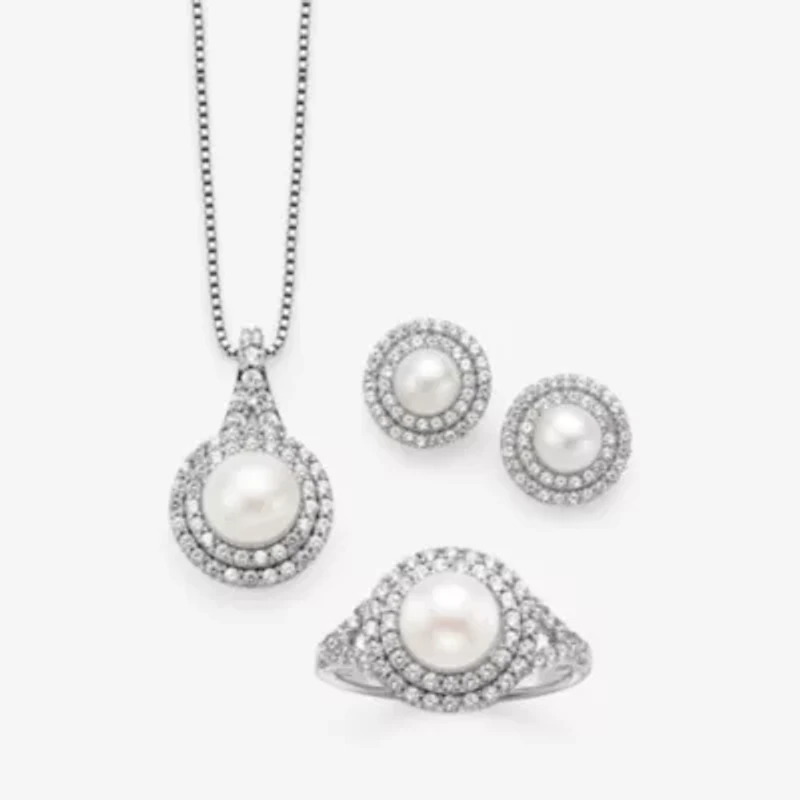 Gemstone & Lab-Created White Sapphire Sterling Silver Halo Pendant Necklace
