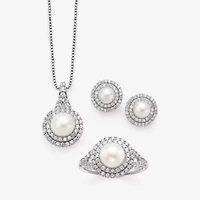 Gemstone & Lab-Created White Sapphire Sterling Silver Halo Pendant Necklace