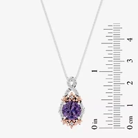 Enchanted Disney Fine Jewelry Womens 1/5 CT. Genuine Purple Amethyst 14K Two Tone Gold Over Silver 18 Inch Pendant Necklace