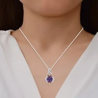 Enchanted Disney Fine Jewelry Womens 1/5 CT. Genuine Purple Amethyst 14K Two Tone Gold Over Silver 18 Inch Pendant Necklace