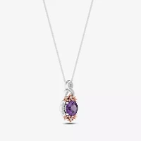 Enchanted Disney Fine Jewelry Womens 1/5 CT. Genuine Purple Amethyst 14K Two Tone Gold Over Silver 18 Inch Pendant Necklace