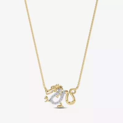 Enchanted Disney Fine Jewelry Womens Diamond Accent Natural White Diamond 14K Gold Over Silver 17 Inch Pendant Necklace