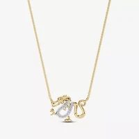 Enchanted Disney Fine Jewelry Womens Diamond Accent Natural White Diamond 14K Gold Over Silver 17 Inch Pendant Necklace