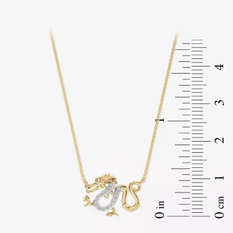 Enchanted Disney Fine Jewelry Womens Diamond Accent Natural White Diamond 14K Gold Over Silver 17 Inch Pendant Necklace