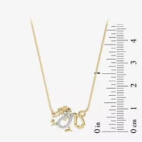 Enchanted Disney Fine Jewelry Womens Diamond Accent Natural White Diamond 14K Gold Over Silver 17 Inch Pendant Necklace
