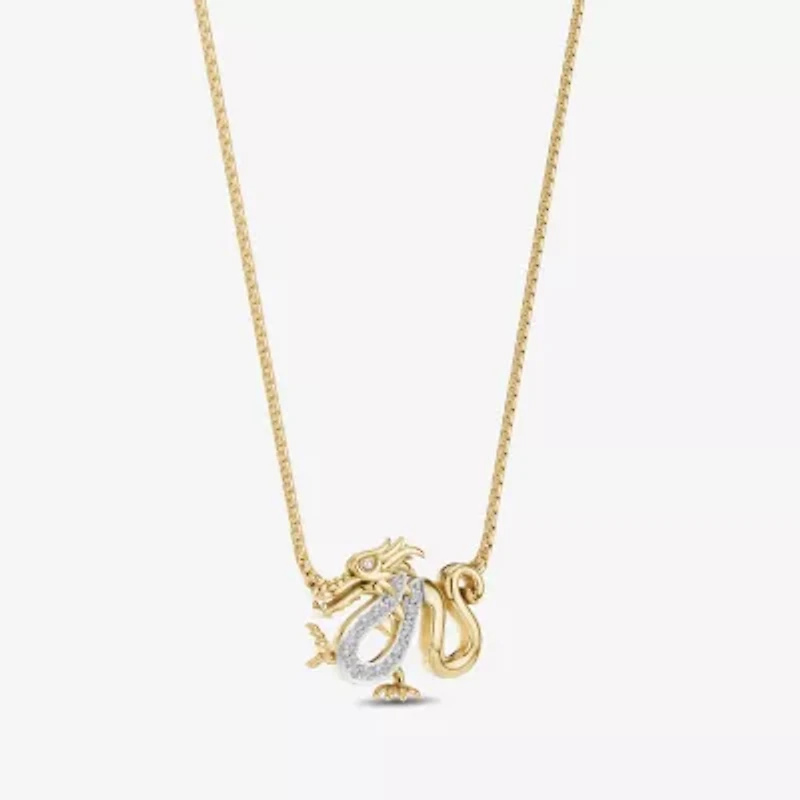 Enchanted Disney Fine Jewelry Womens Diamond Accent Natural White Diamond 14K Gold Over Silver 17 Inch Pendant Necklace