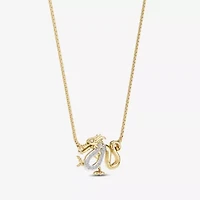 Enchanted Disney Fine Jewelry Womens Diamond Accent Natural White Diamond 14K Gold Over Silver 17 Inch Pendant Necklace