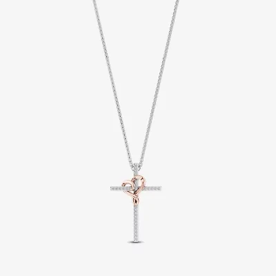 Hallmark Diamonds 1/10 CT.T.W. Natural Diamond Sterling SIlver With 14K Rose Gold Over SIlver Accent Pendant Necklace