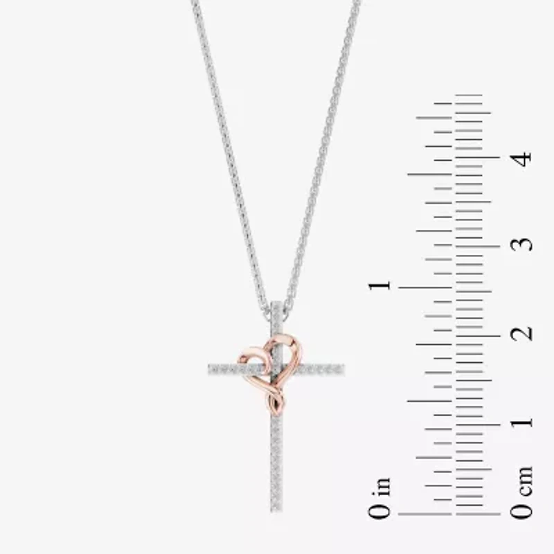 Hallmark Diamonds 1/10 CT.T.W. Natural Diamond Sterling SIlver With 14K Rose Gold Over SIlver Accent Pendant Necklace