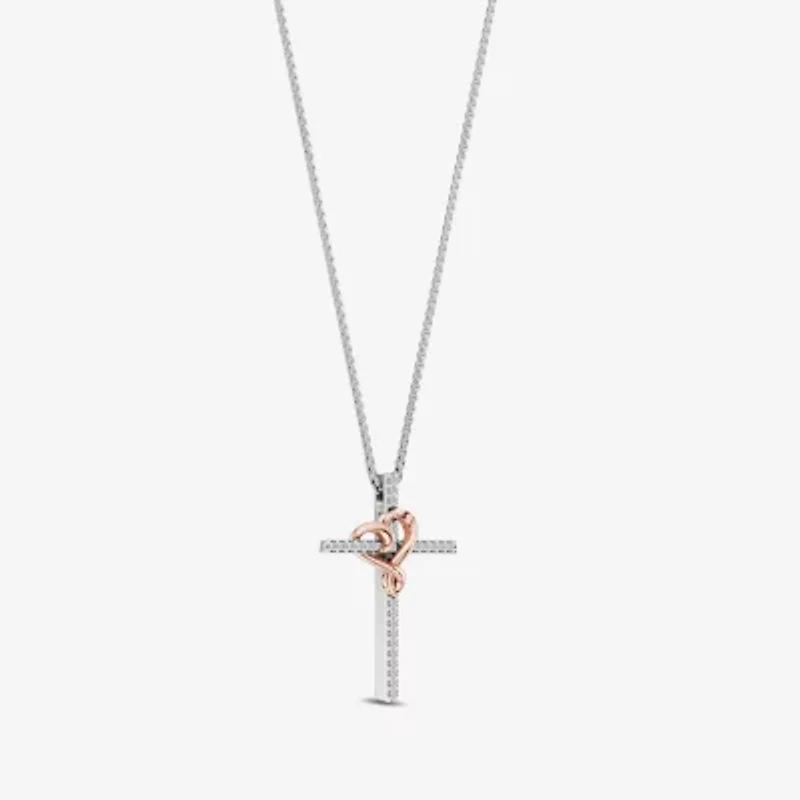 Hallmark Diamonds 1/10 CT.T.W. Natural Diamond Sterling SIlver With 14K Rose Gold Over SIlver Accent Pendant Necklace