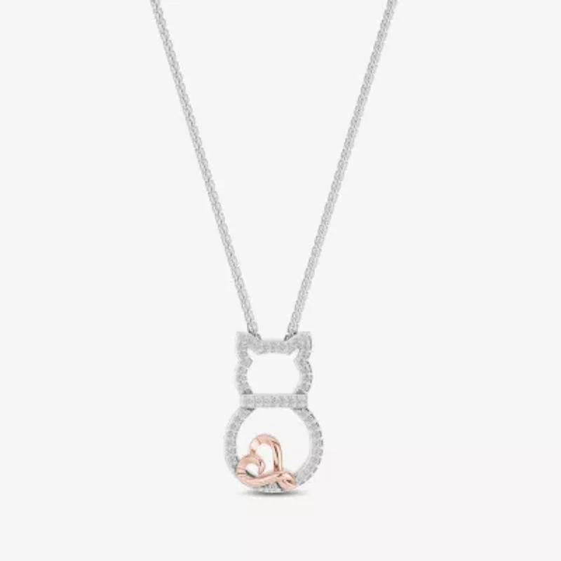 Hallmark Diamonds Womens 1/10 CT. T.W. Natural White Diamond 14K Rose Gold Over Silver 18 Inch Pendant Necklace