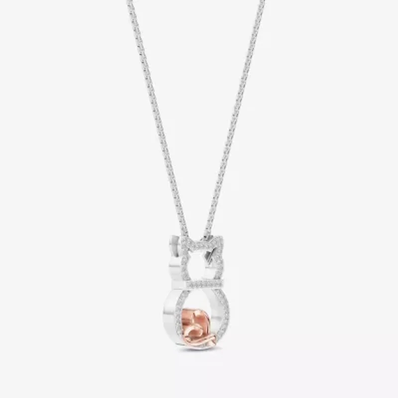 Hallmark Diamonds Womens 1/10 CT. T.W. Natural White Diamond 14K Rose Gold Over Silver 18 Inch Pendant Necklace