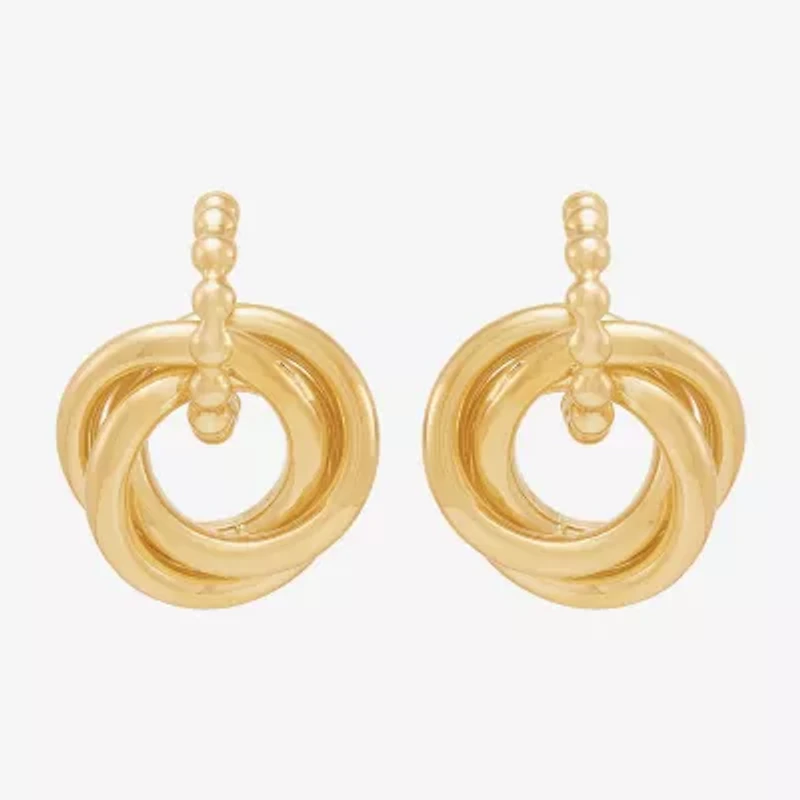 Limited Quantities! Womens 14K Gold Knot Drop Earrings