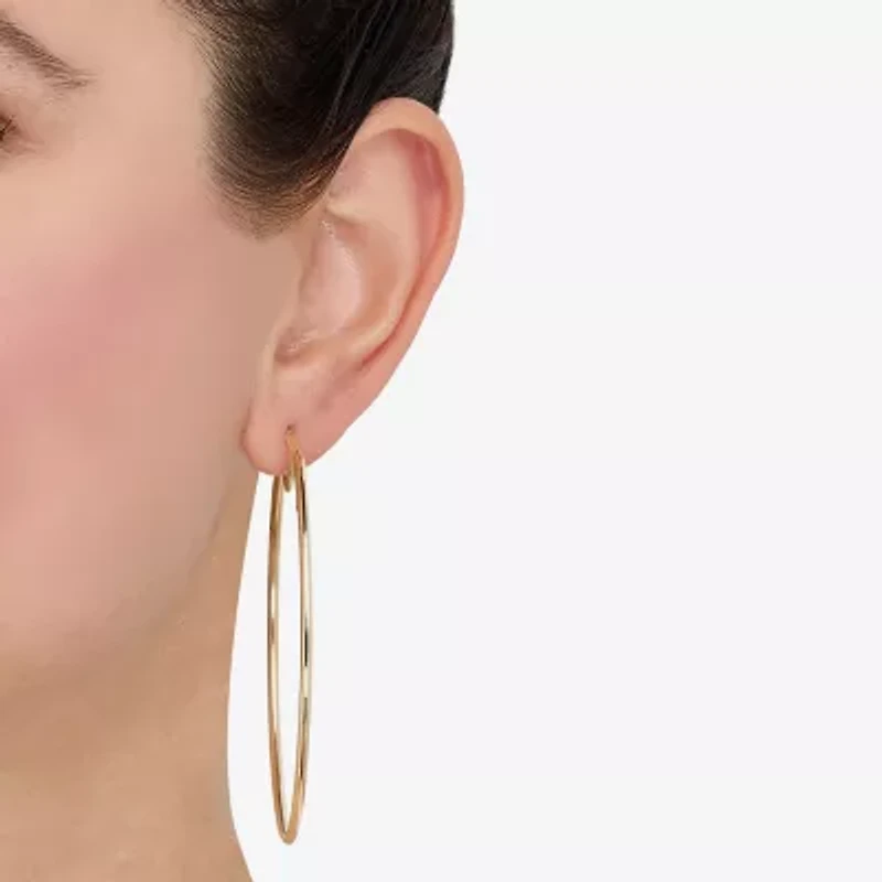 Limited Quantities! Womens 10K Gold 70mm Hoop Earrings