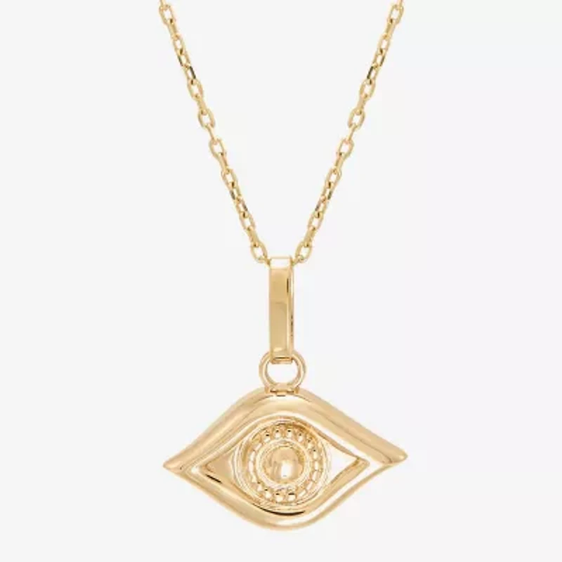 Limited Quantities! Womens 10K Gold Evil Eye 18 Inch Pendant Necklace