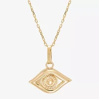 Limited Quantities! Womens 10K Gold Evil Eye 18 Inch Pendant Necklace