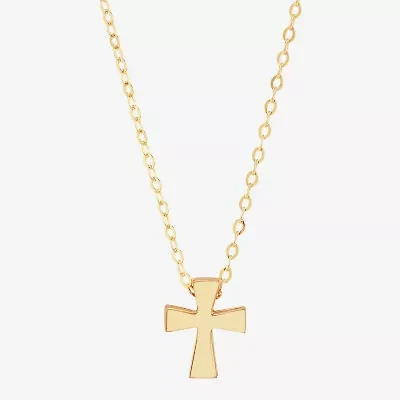 Limited Quantities! Womens 10K Gold Cross 17 Inch Pendant Necklace