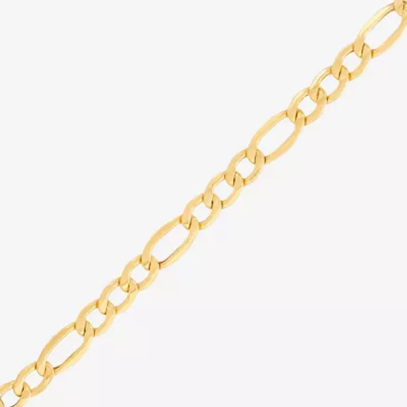 Limited Quantities! Womens 10K Gold 8 1/2 Inch Hollow Figaro Chain Bracelet