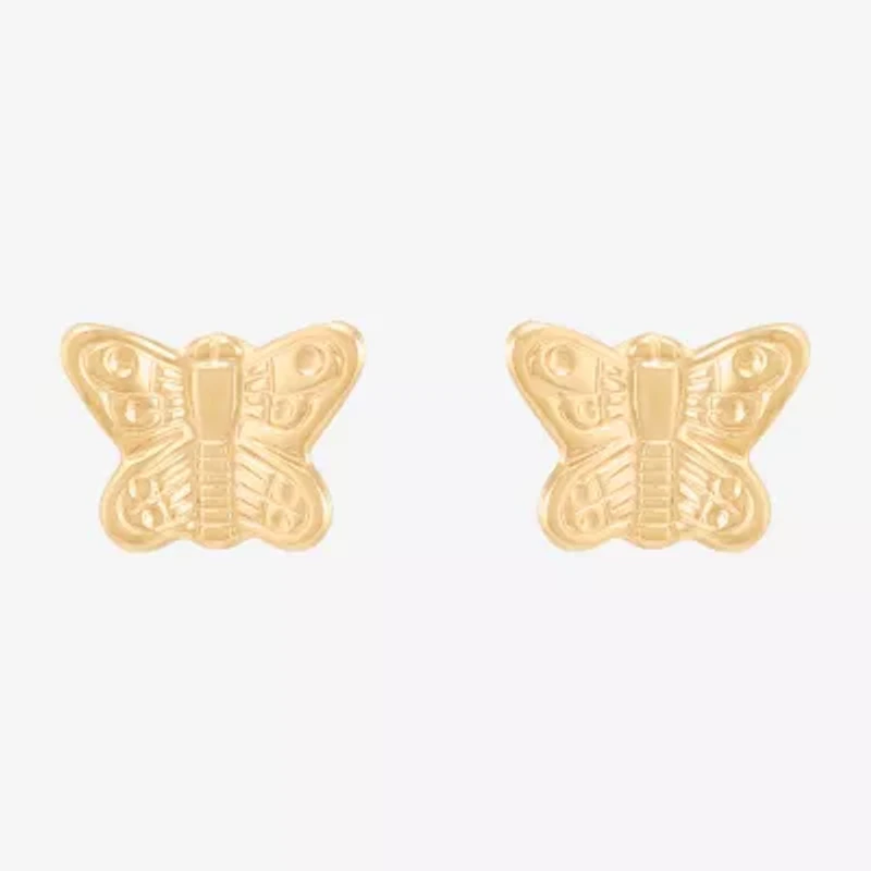 Limited Quantities! 14K Gold 4.5mm Butterfly Stud Earrings