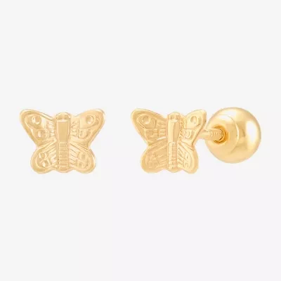 Limited Quantities! 14K Gold 4.5mm Butterfly Stud Earrings