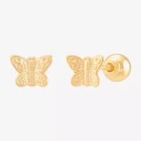 Limited Quantities! 14K Gold 4.5mm Butterfly Stud Earrings