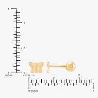 Limited Quantities! 14K Gold 4.5mm Butterfly Stud Earrings