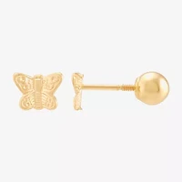 Limited Quantities! 14K Gold 4.5mm Butterfly Stud Earrings