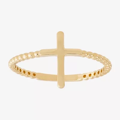 Limited Quantities! Womens 10K Gold Cross Cocktail Ring